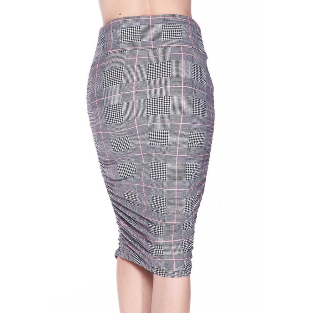 World of Leggings Buttery Smooth Coral Accent Glenn Plaid Pencil Skirt